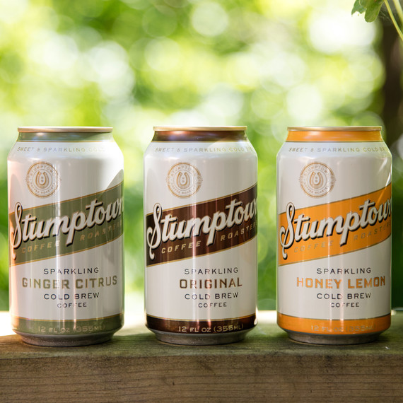 ثلاثة cans Stumptown sparkling coffee variety
