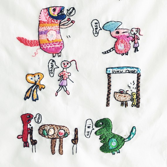 inez embroidered drawings