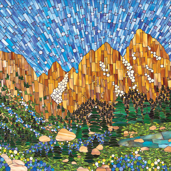 كاسيا Polkowska stained glass mosaic Wyoming landscape