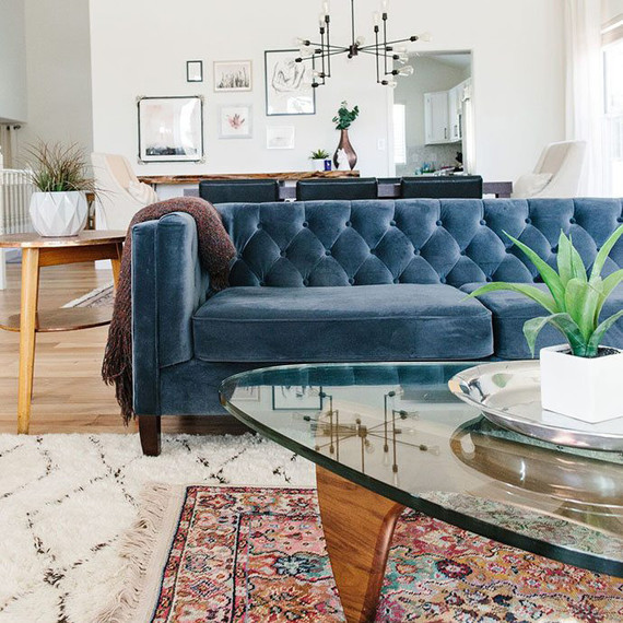 طبقات rugs and blue couch