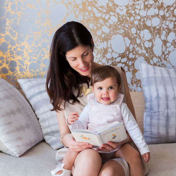 rachel cope portrait with baby on lap