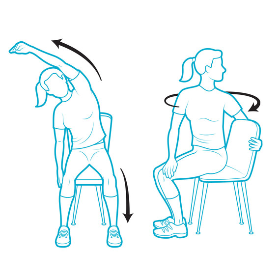 илюстрация posture stretches talking on phone