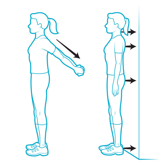Illustration posture stretches waiting in line