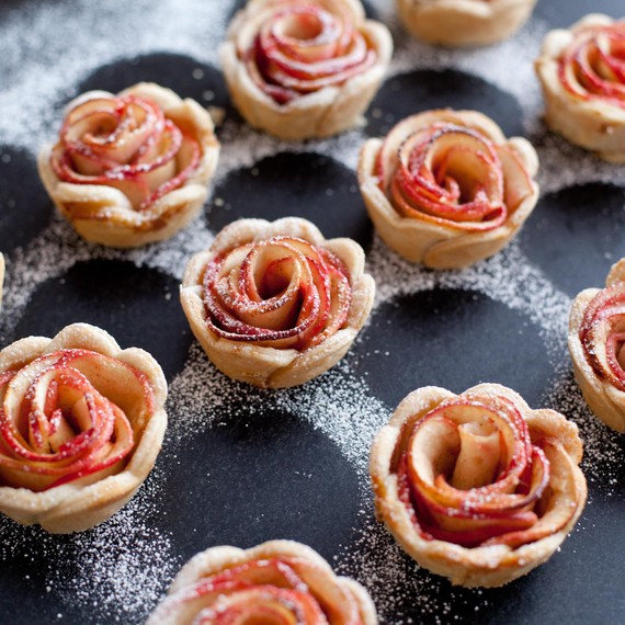 Prach mini rose apple pies with powdered sugar